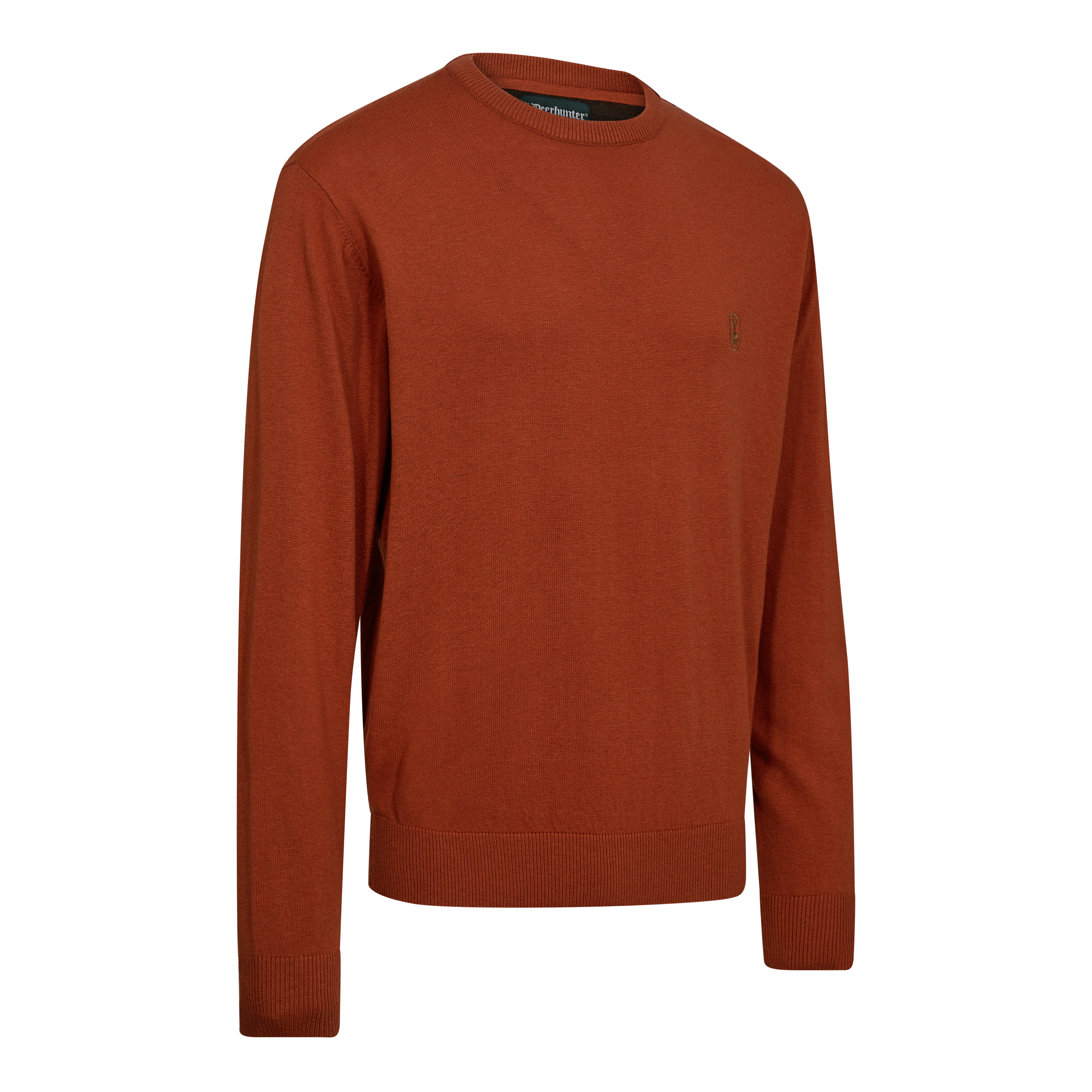 Harrington Strik med rund hals - Oak Rust Melange - Deerhunter