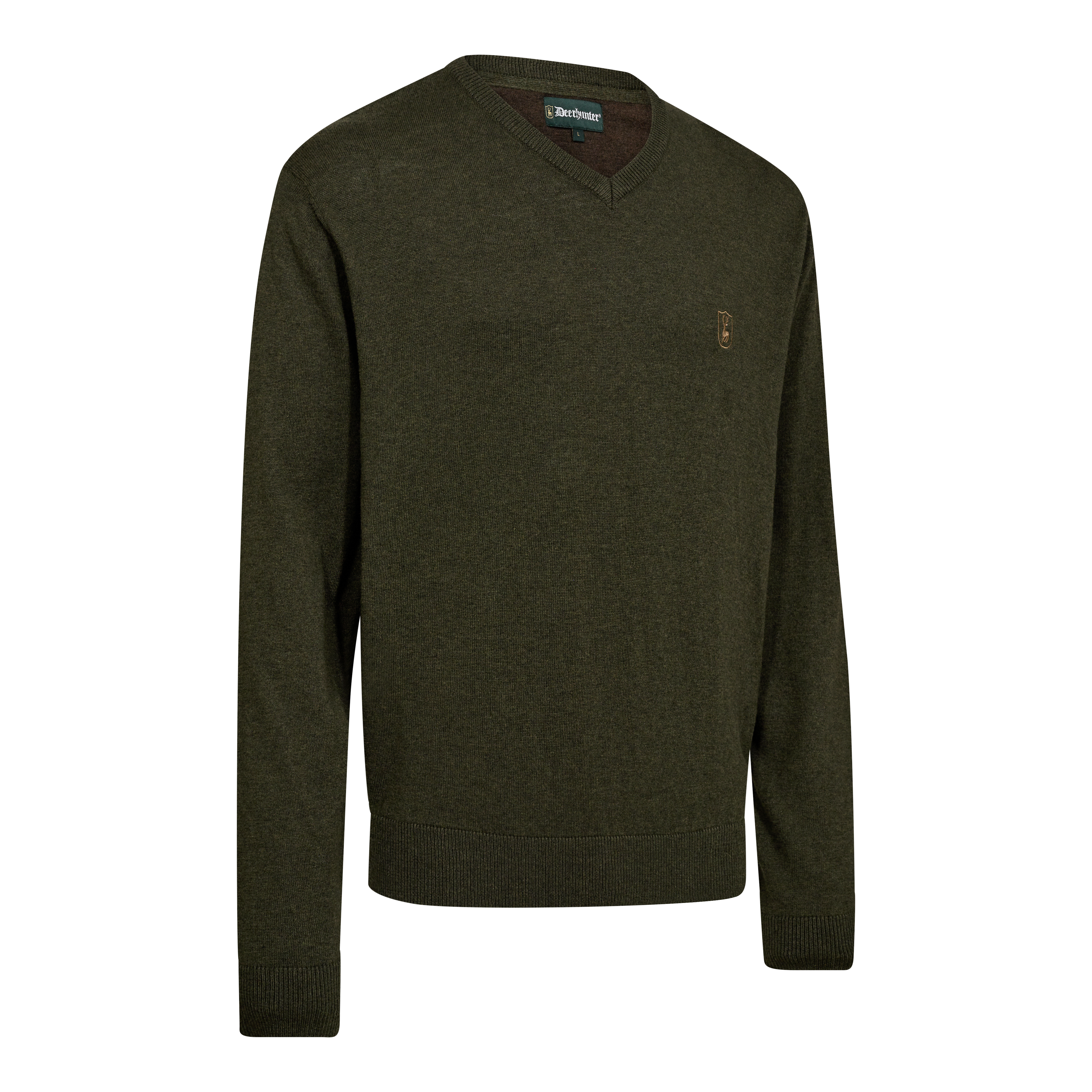 Harrington Strik med V-hals - Forest Ember Melange - Deerhunter