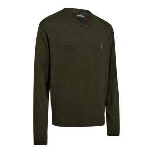 Harrington Strik med V-hals - Forest Ember Melange - Deerhunter