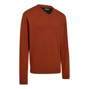 Harrington Strik med V-hals - Oak Rust Melange - Deerhunter