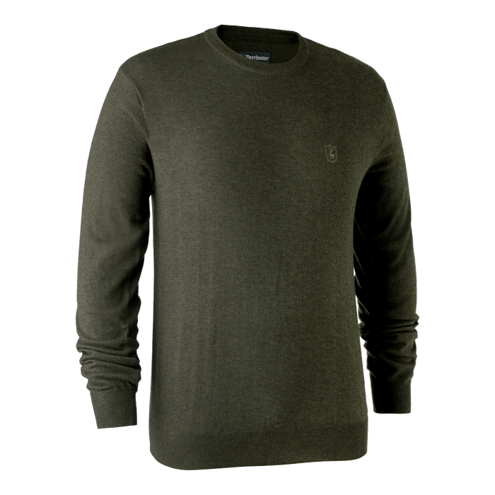 Kingston Strik med rund hals - Green Melange - Deerhunter