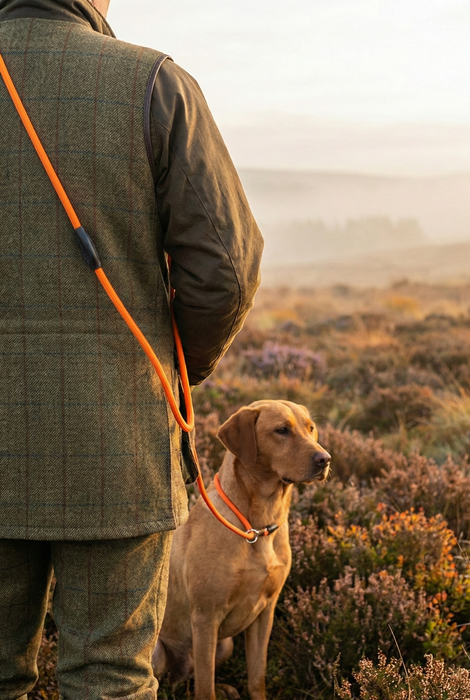 Hundesnor/retriverline med skulderloop Orange - 10mm x 180cm - HuntElite