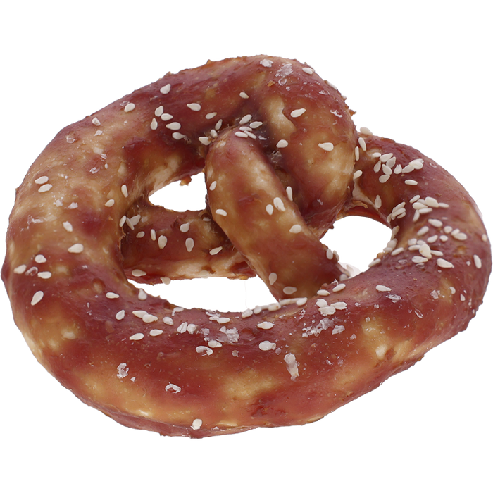 Rawhide pretzel, med and, 10x10cm, 75g,