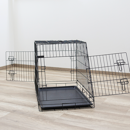 Hundebur i stål sammenklappelig, skrå