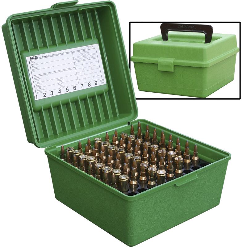 MTM patronbox 100 stk. patr. m/håndtag - Kal.22.250-458WIN