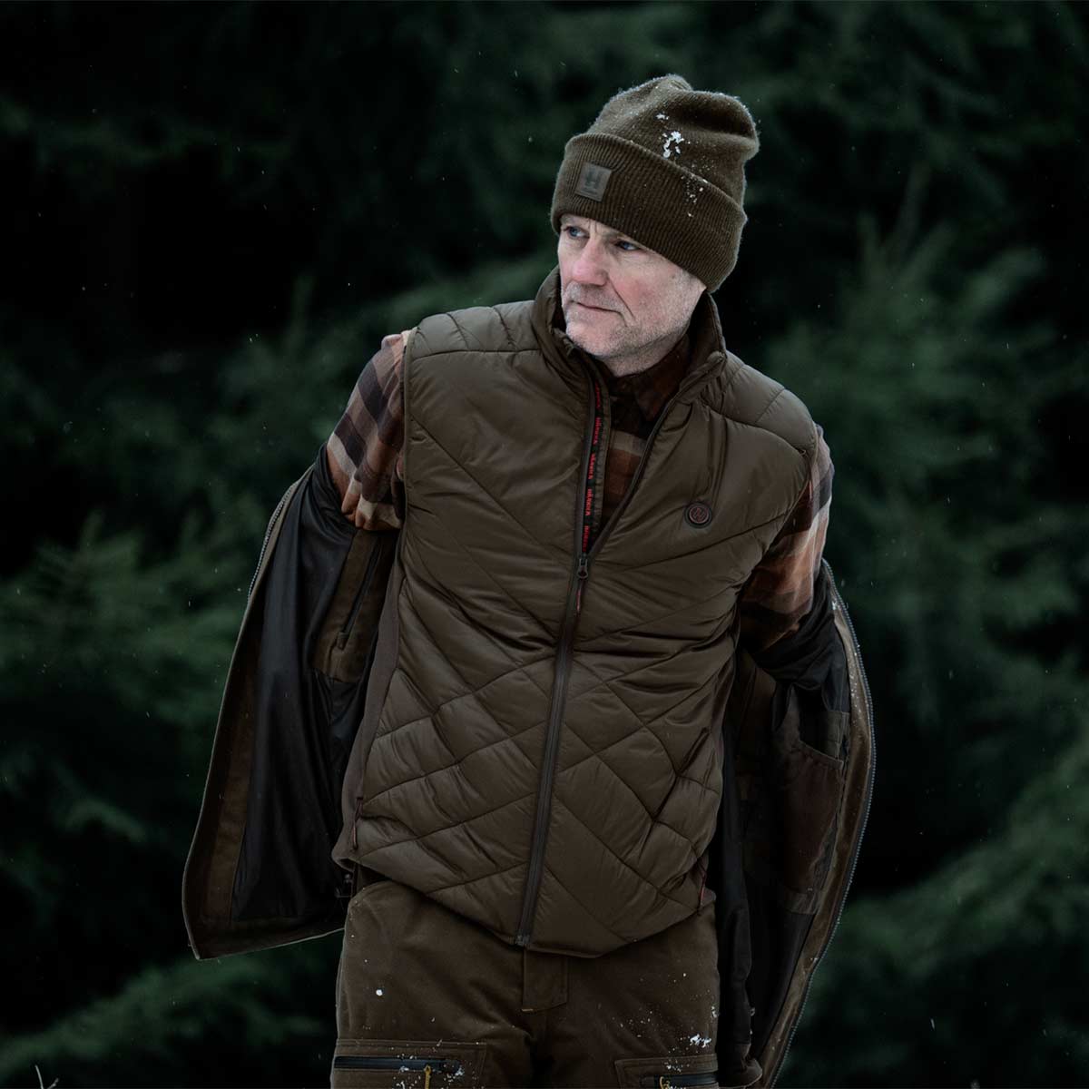 Härkila Heat Insulated vest - Willow green/Shadow brown - Härkila