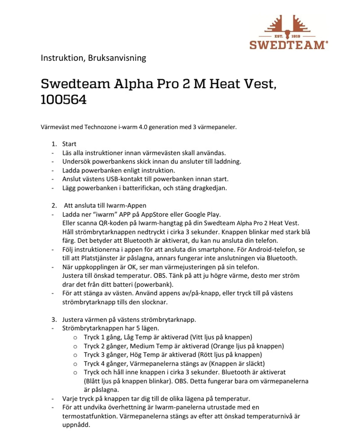 Alpha Pro 2 - Heat Vest Black - Swedteam