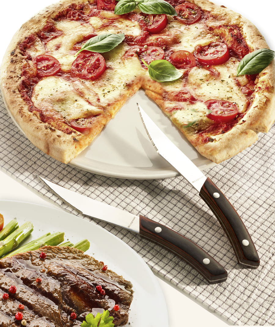 Legnoart NAPOLI Pizza og steakknive sæt 4 stk - Mørkt håndtag