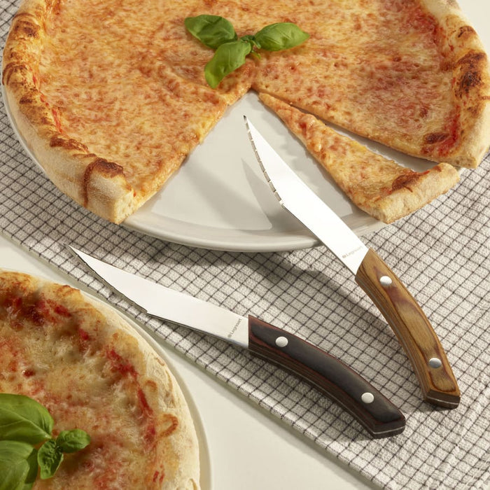 Legnoart NAPOLI Pizza og steakknive sæt 4 stk - Mørkt håndtag