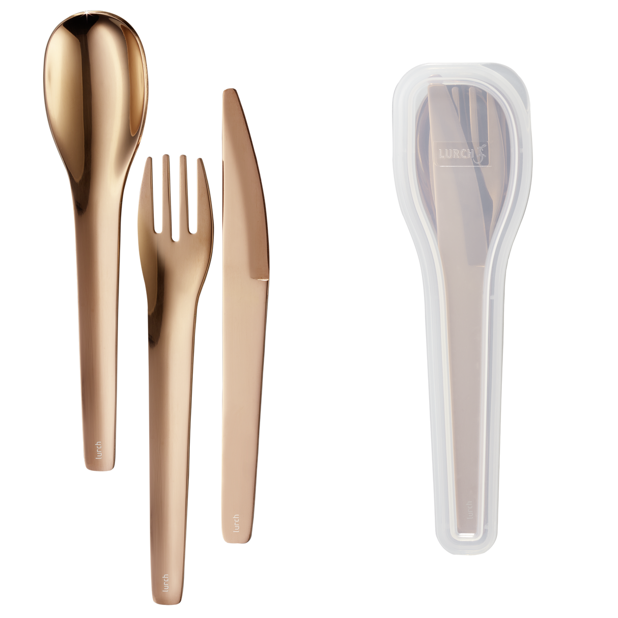 Lurch Bestiksæt To-Go rustfrit - stål / bronze med opbevaringsboks