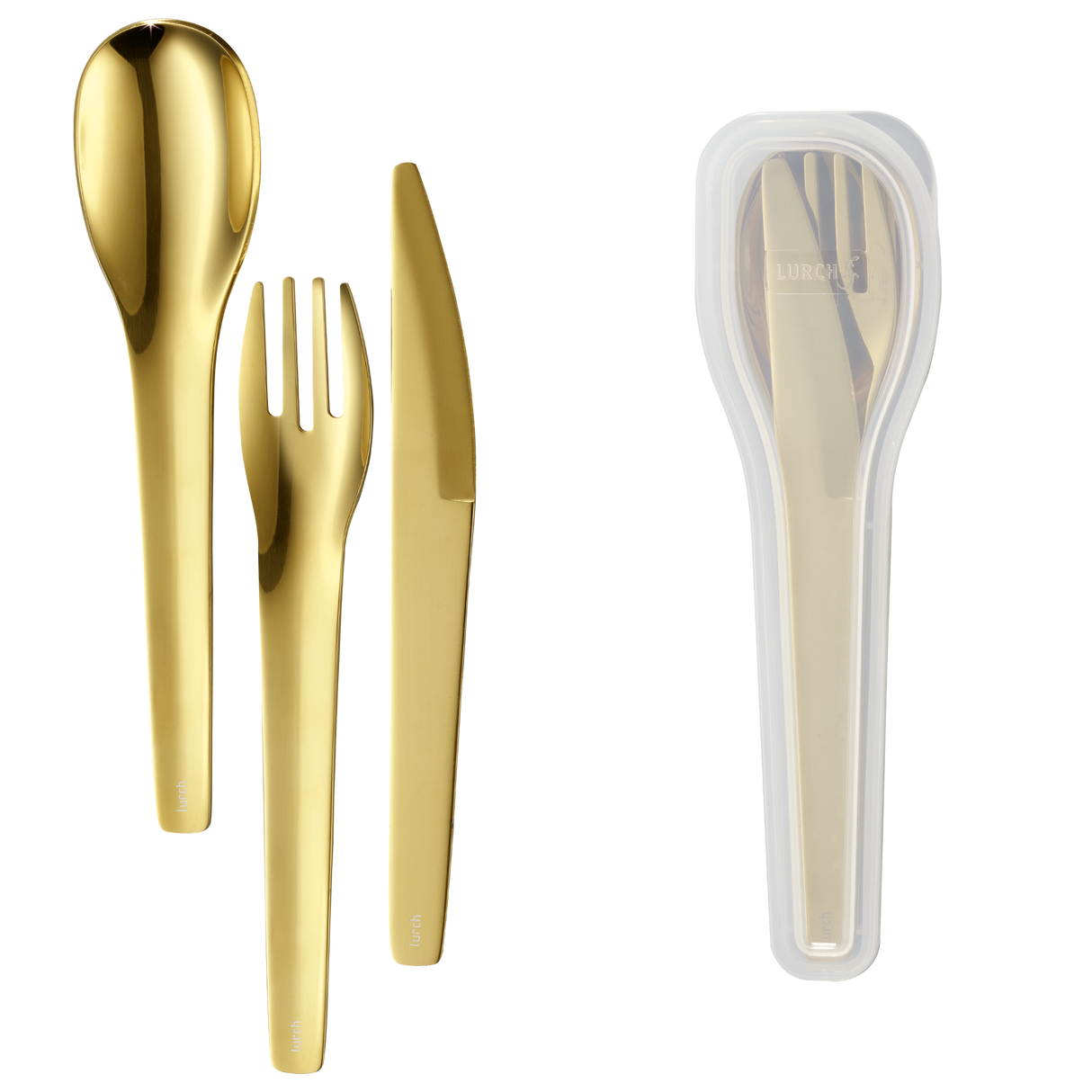Lurch Bestiksæt To-Go rustfrit - stål /guld med opbevaringsboks