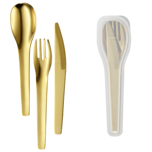 Lurch Bestiksæt To-Go rustfrit - stål /guld med opbevaringsboks