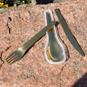Lurch Bestiksæt To-Go rustfrit - stål /guld med opbevaringsboks