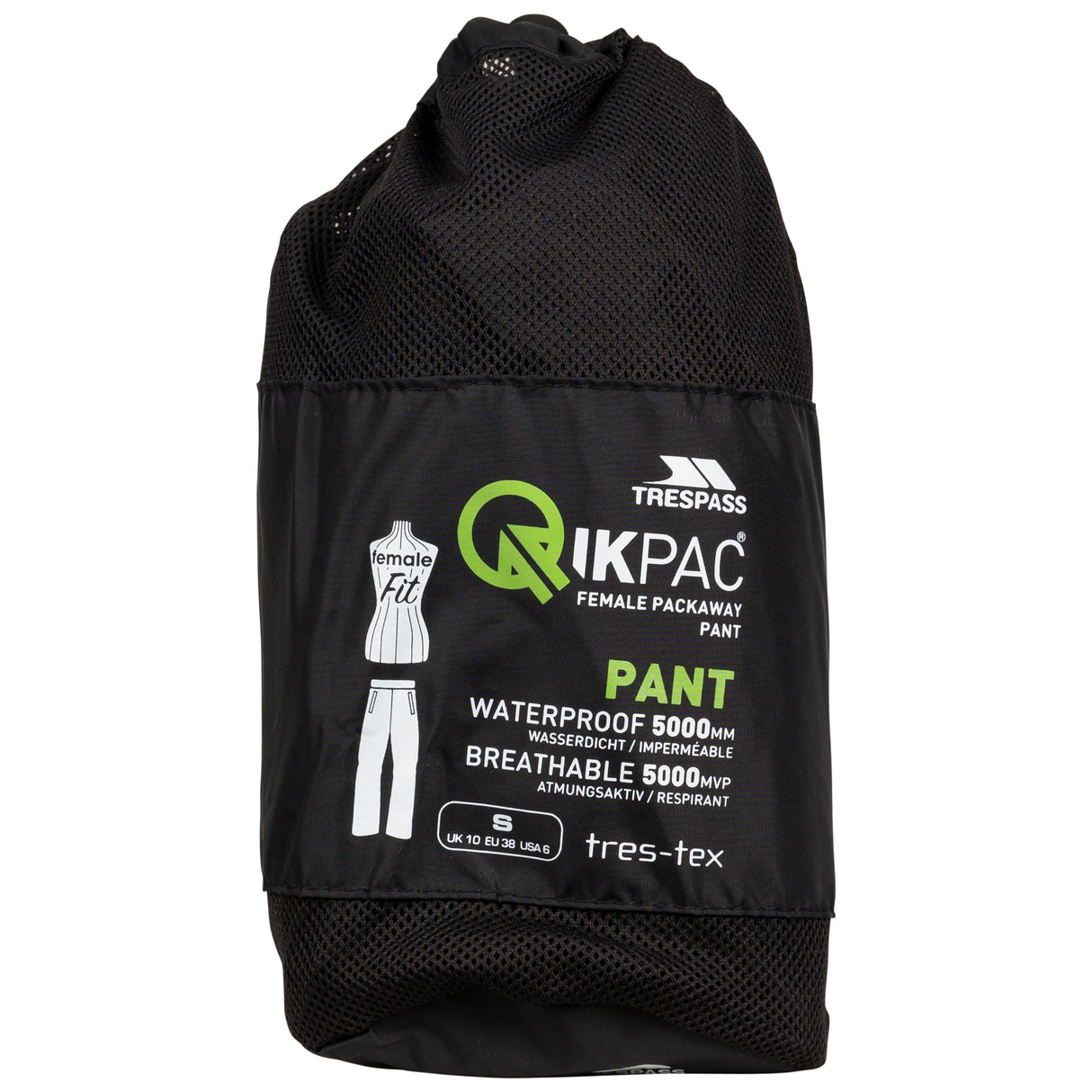 Qikpac Pant -female Packaway Trs - Black - Trespass