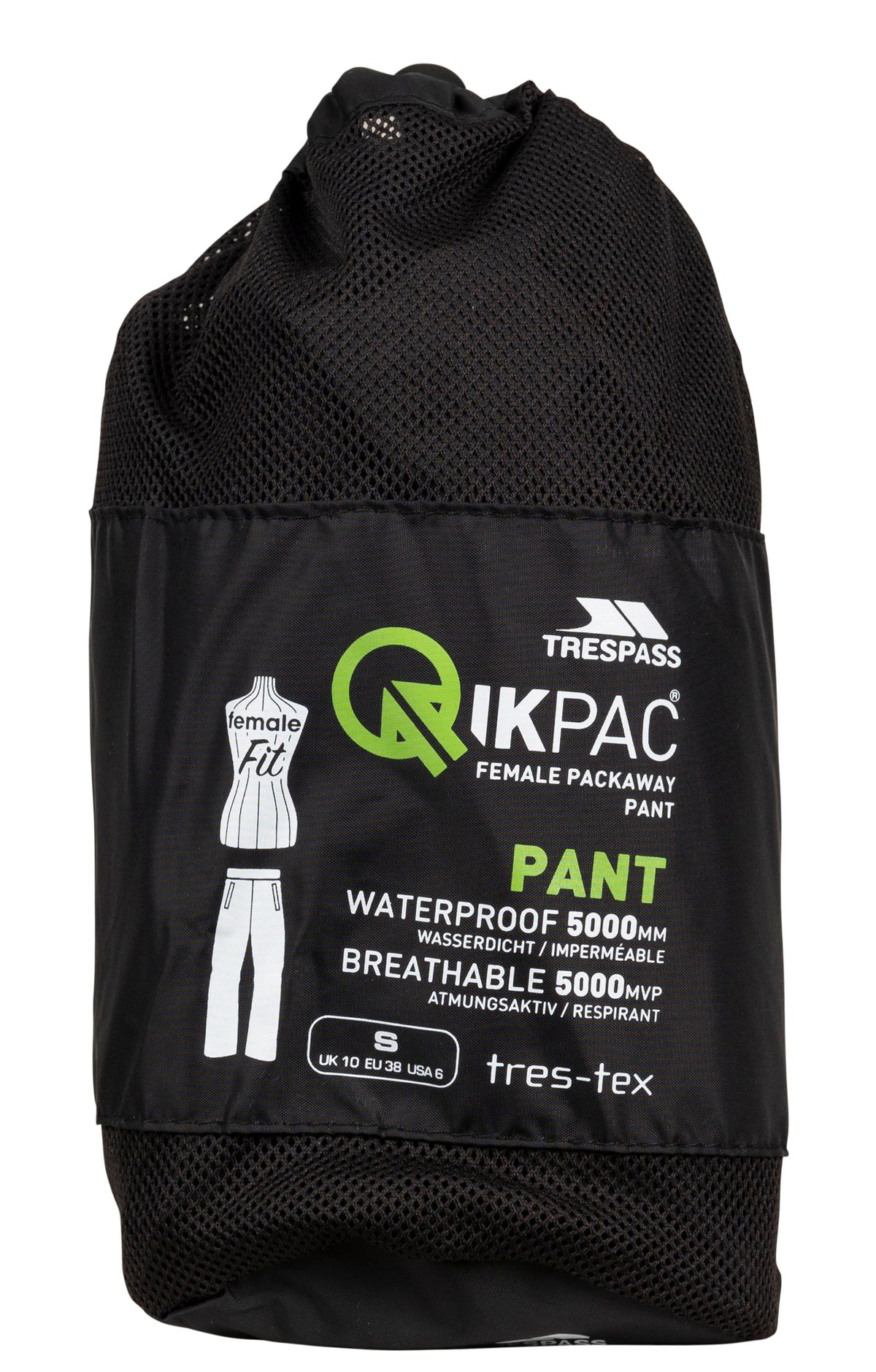 Str. XXS - Qikpac Pant - Black - Trespass - Ombytningsvare