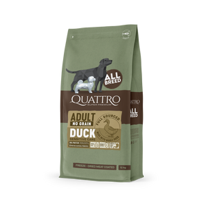 Quattro Super Premium No Grain All Breed Adult, Duck 12kg — 2 sække