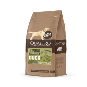 Quattro Super Premium No Grain Large Breed Junior, Duck  12kg — 2 sække