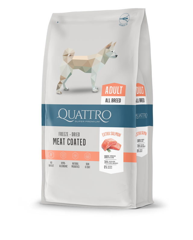 Quattro Super Premium All Breed Adult, Extra Salmon 12kg — 2 sække