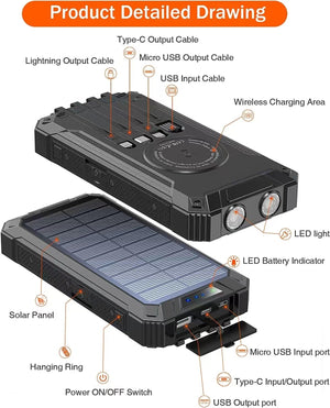 Powerbank - 30.000mAh med solcelle - Ignition