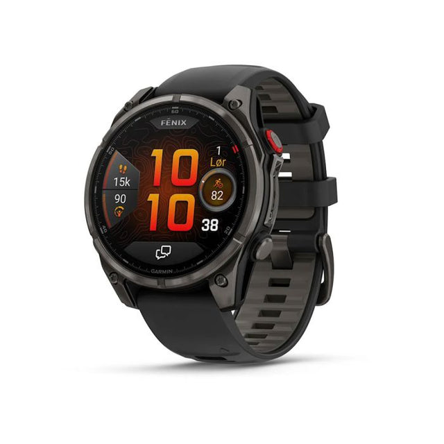 fēnix® 8 Pro – 51 mm, AMOLED, Sapphire, Carbon Grey DLC-titanium med sort/Pebble Grey silikonerem 1