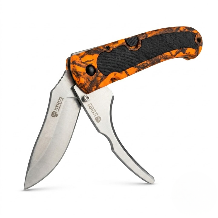 Orange camo kniv 2 blade - Kyros