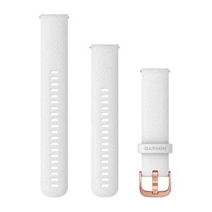 Quick Release remme (20 mm), Hvid, rosaguld hardware