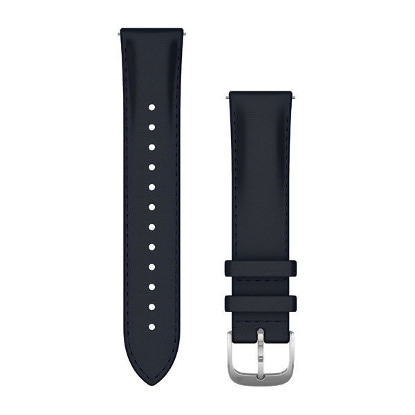 Quick Release remme (20 mm), Navy italiensk læder, sølv hardware