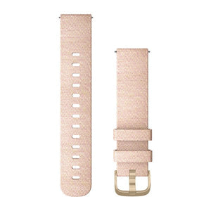 Quick Release remme (20 mm), Blush Pink vævet nylon, lys guld hardware