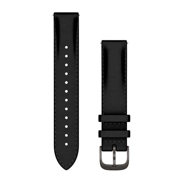 Quick Release remme (18 mm), Sort læder, Brushed Slate hardware