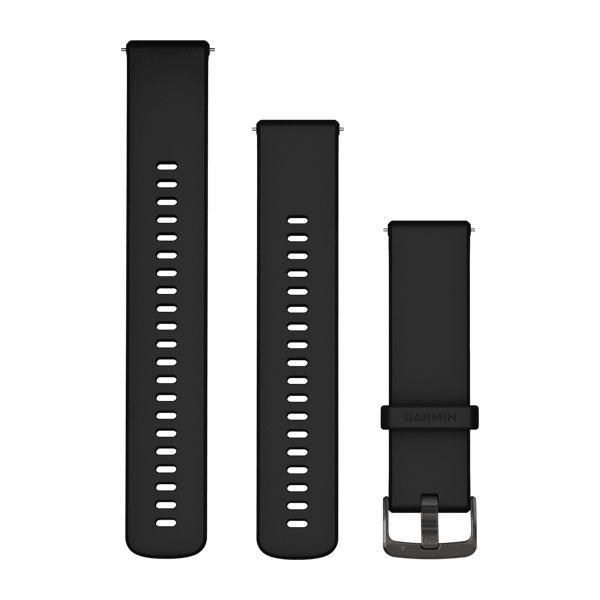 Quick Release-remme (22 mm), Sort med Slate Grey hardware