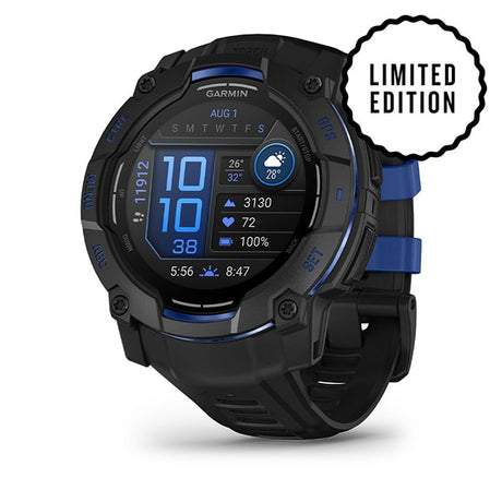 Instinct® 3 – 50 mm, AMOLED, Sort med sort/Bolt Blue rem 1
