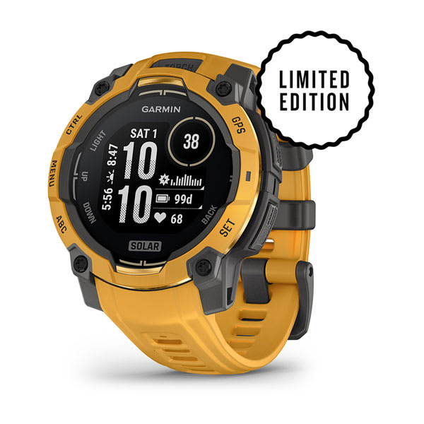 Instinct® 3 – 45 mm, Solar, Sunburst med Sunburst/Grey rem