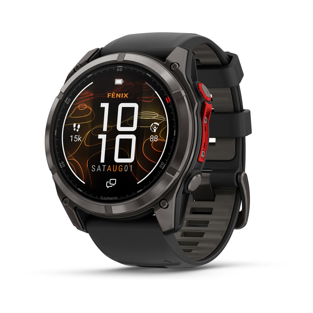 fēnix® 8 Pro – 51 mm, MicroLED, Sapphire, Carbon Grey DLC-titanium med sort/Pebble Grey silikonerem