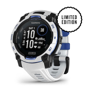 Instinct® 3 – 45 mm, Solar, Whitestone med Whitestone/Bolt Blue rem