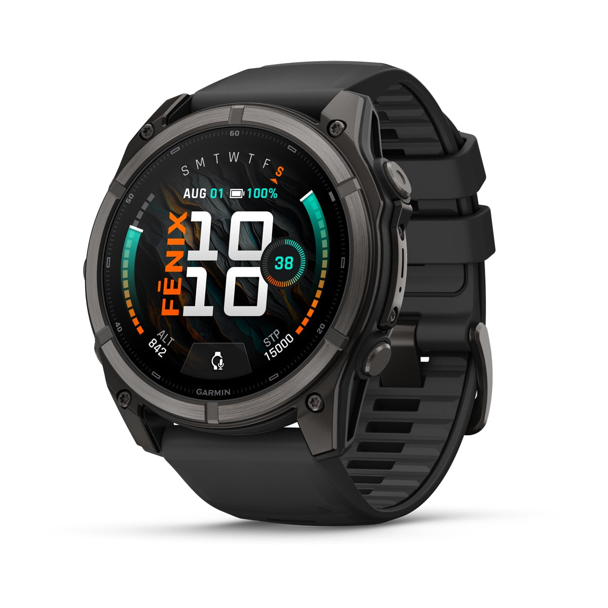 fēnix® 9 – 51 mm, AMOLED, Sapphire, Carbon Grey DLC-titanium med sort silikonerem
