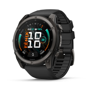 fēnix® 9 – 51 mm, AMOLED, Sapphire, Carbon Grey DLC-titanium med sort silikonerem