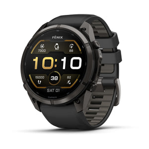 fēnix® 9 Pro – 51 mm, AMOLED, Sapphire, Carbon Grey DLC-titanium med Black/Pebble Grey silikonerem