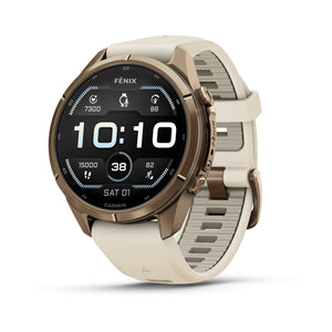 fēnix® 9 Pro – 43 mm, AMOLED, Sapphire, Autumn Gold-titanium med Cream/French Grey silikonerem