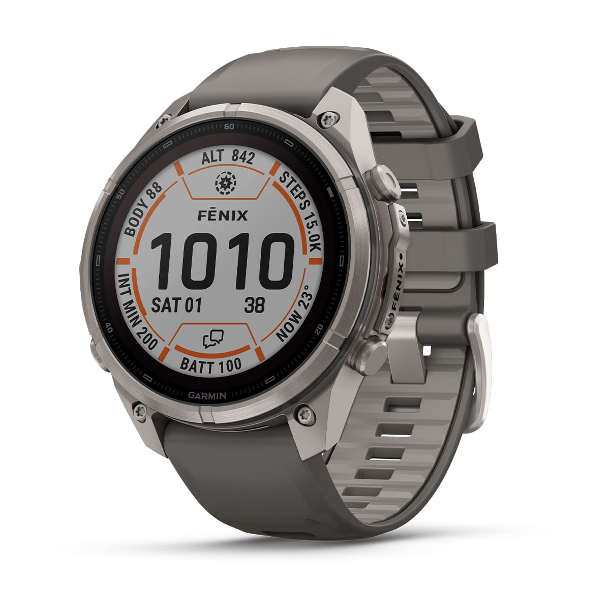 fēnix® 9 Pro – inReach, Solar, 47 mm, Power Sapphire, Titanium med Pebble Grey silikonerem