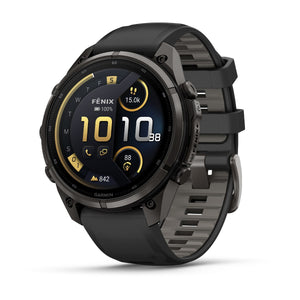 fēnix® 9 Pro – inReach, 47 mm, AMOLED, Sapphire, Carbon Grey DLC-titanium med Black/Pebble Grey silikonerem