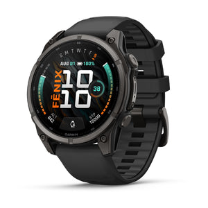 fēnix® 9 – 47 mm, AMOLED, Sapphire, Carbon Grey DLC-titanium med sort silikonerem