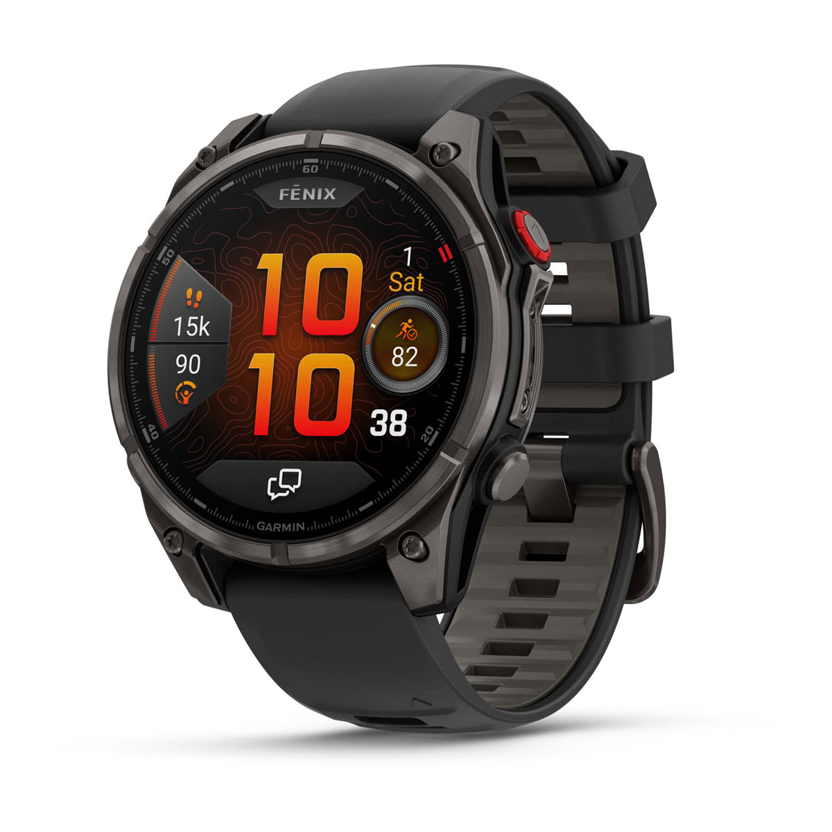 fēnix® 8 Pro – 47 mm, AMOLED, Sapphire, Carbon Grey DLC-titanium med sort/Pebble Grey silikonerem