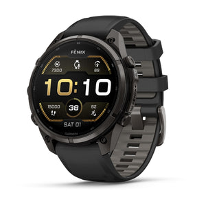 fēnix® 9 Pro – 47 mm, AMOLED, Sapphire, Carbon Grey DLC-titanium med Black/Pebble Grey silikonerem