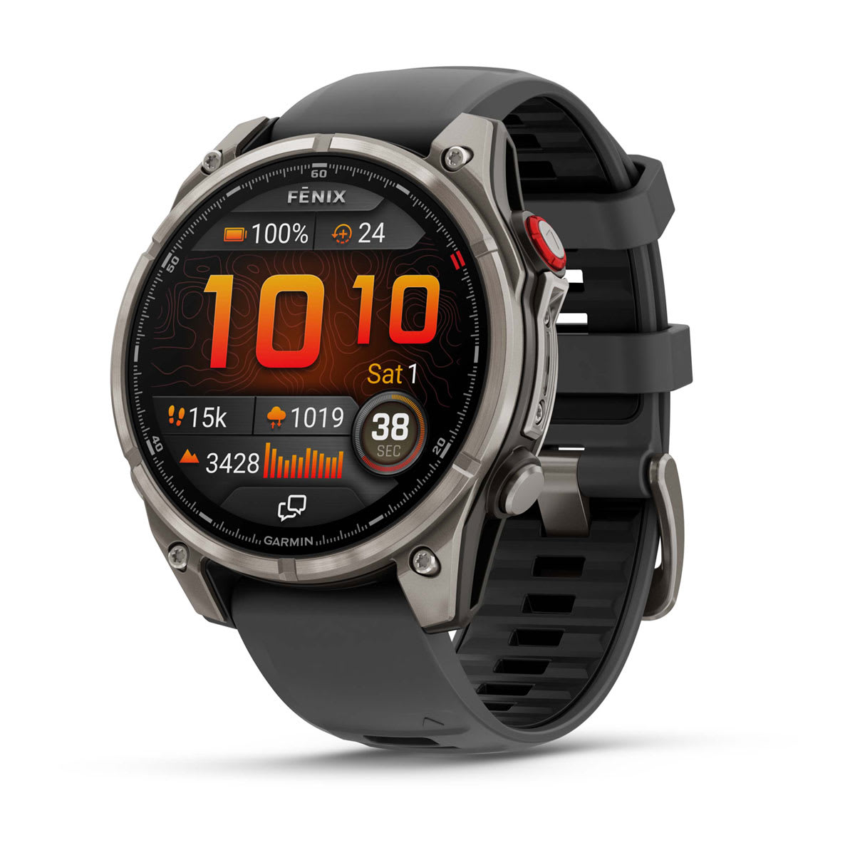 fēnix® 8 Pro – 47 mm, AMOLED, Sapphire, titanium med silikonerem i Graphite/sort