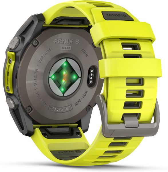 fēnix® 8 – 51 mm, Solar, Sapphire, Titanium med Amp Yellow/Graphite silikonerem 3