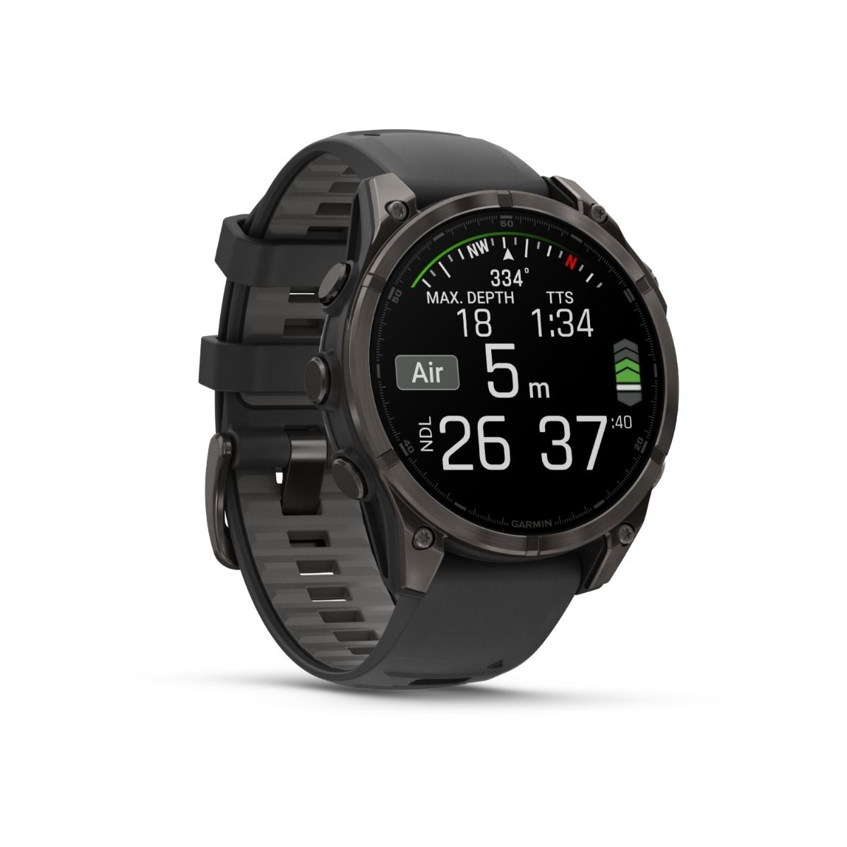 fēnix® 8 – 47 mm, AMOLED, Sapphire, Carbon Grey DLC-titanium med sort/Pebble Grey silikonerem