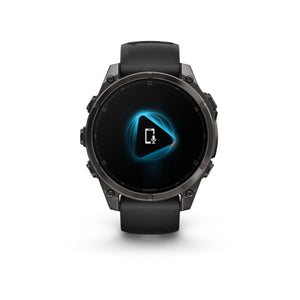 fēnix® 8 – 47 mm, AMOLED, Sapphire, Carbon Grey DLC-titanium med sort/Pebble Grey silikonerem