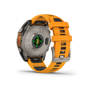 fēnix® 8 – 47 mm, AMOLED, Sapphire, Titanium med Spark Orange/Graphite silikonerem