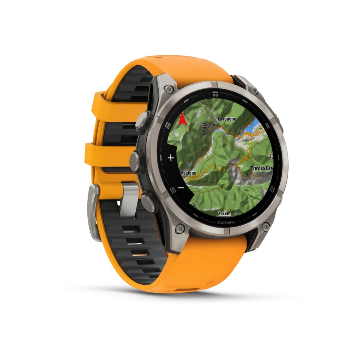 fēnix® 8 – 47 mm, AMOLED, Sapphire, Titanium med Spark Orange/Graphite silikonerem