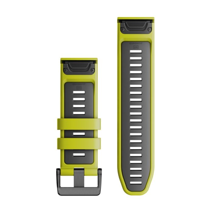 Quickfit 22 mm urremme, Electric Lime/Graphite silikone 2